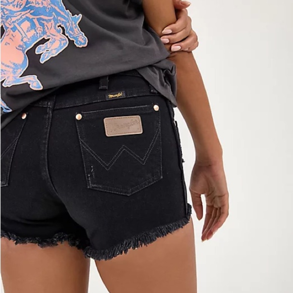 Wrangler Black Jean Shorts Distressed High-Waisted